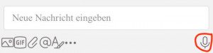 Im Chatbereich von Microsoft Teams zur Aufnahme von Sprachnachrichten auf das Mikrofon-Symbol drücken.