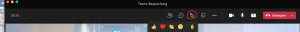 Screenshot zeigt Bedienleiste in einer Microsoft Teams Besprechung mit der Schaltfläche für die Social Icons